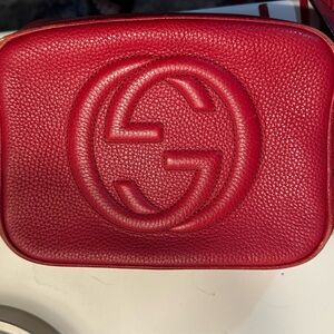 Gucci Red Crossbody Bag with Pebbled Leather Finish
